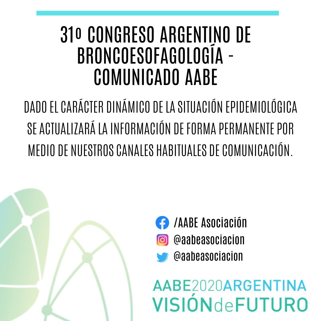COMUNICADO AABE: CANCELACIÓN DEL CONGRESO DE BRONCOESOFAGOLOGÍA 2020